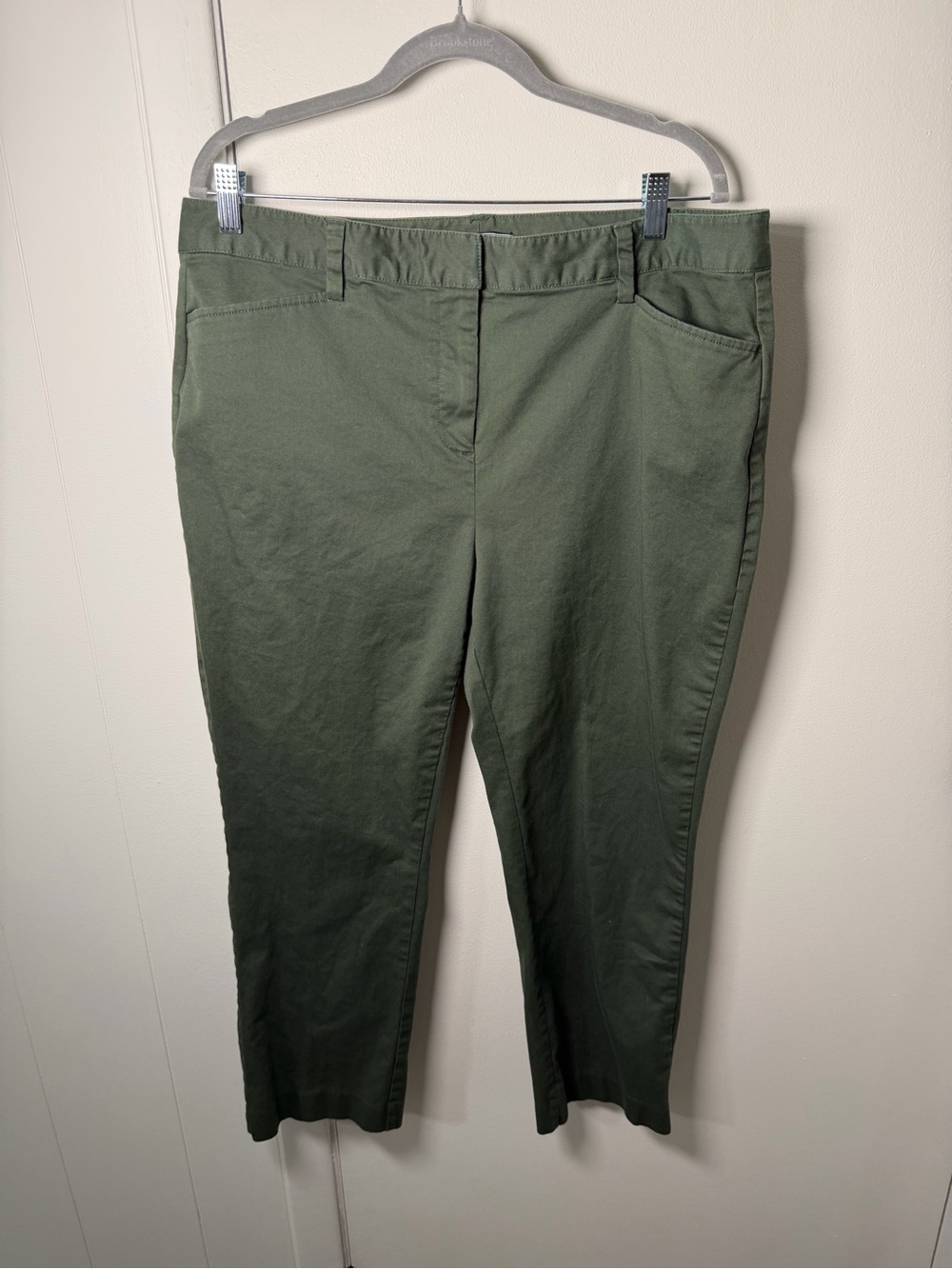 Lands’ End Women’s Mid‑Rise Slim‑Leg Pants | Olive | Size 16 | GUC
